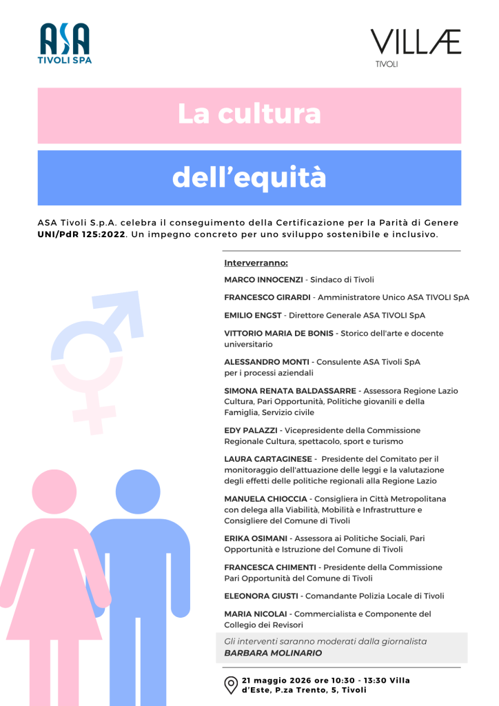 “La cultura dell’equità”: ASA Tivoli celebra la certificazione per la parità di genere