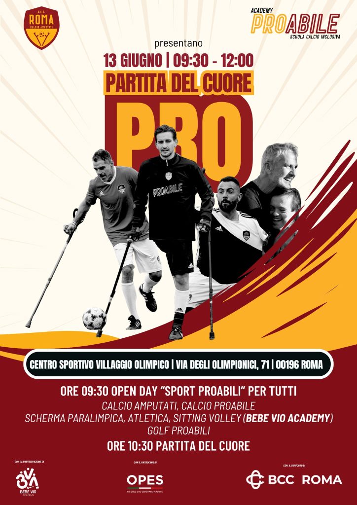 Open Day e partita del cuore per accessibilità alla pratica sportiva