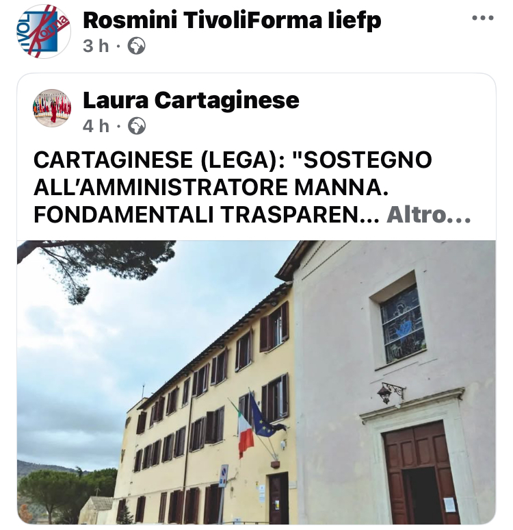 Tivoli Forma, le opposizioni: «Non è la bacheca della Lega»